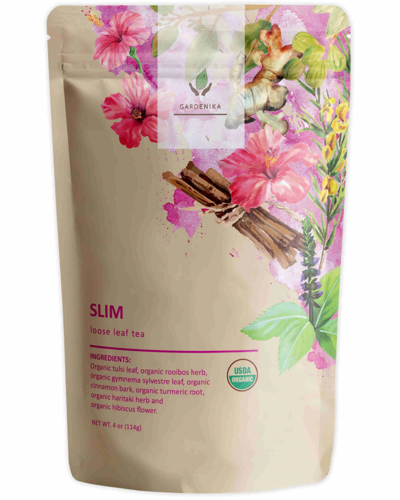 Gardenika Slim Loose Leaf Herbal Tea, USDA Organic, Caffeine Free - 4 oz (114g) - 